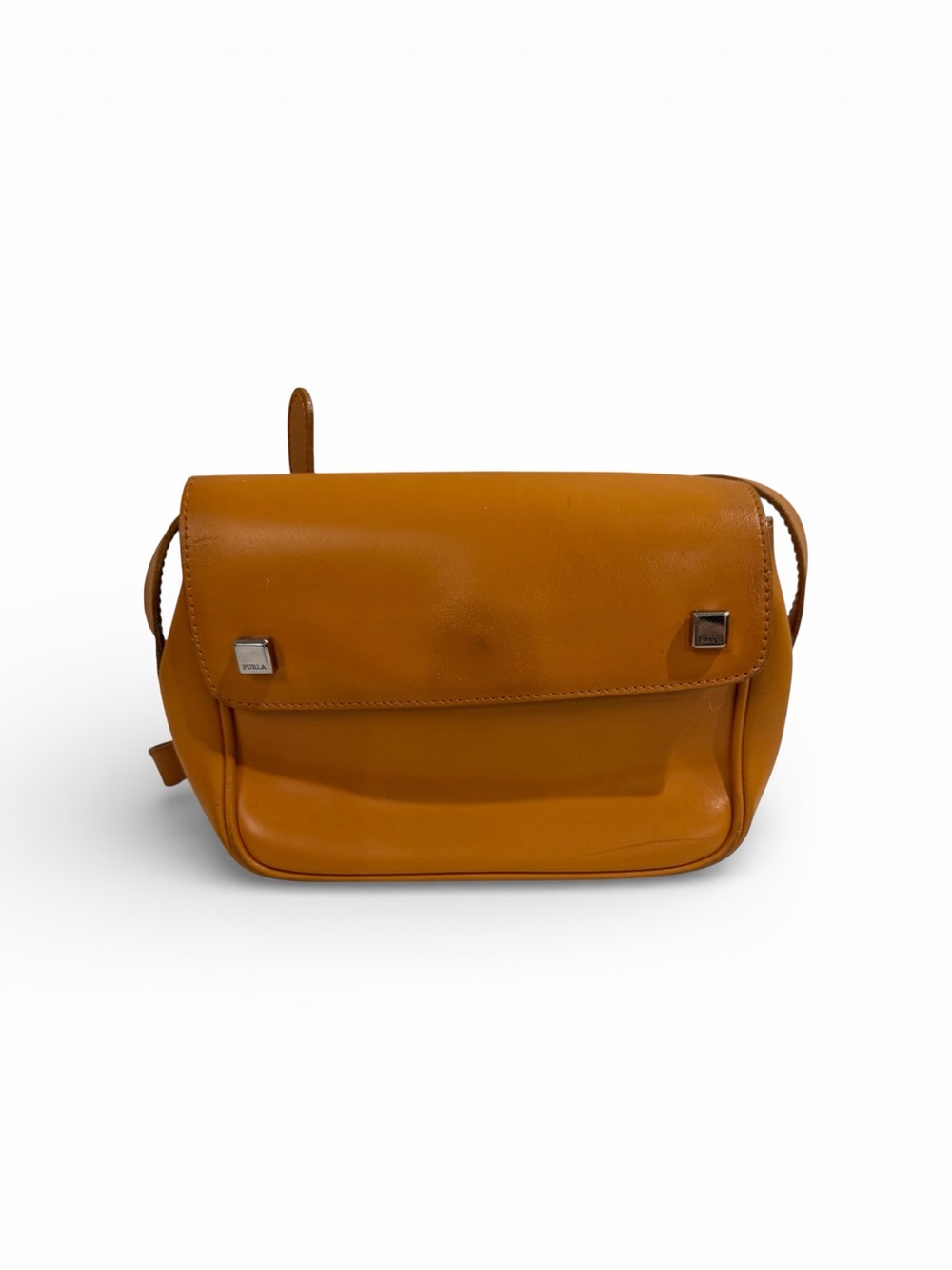 Furla Italy Leather Crossbody Bag Camel Brown Adjustable Strap Small Shoulder